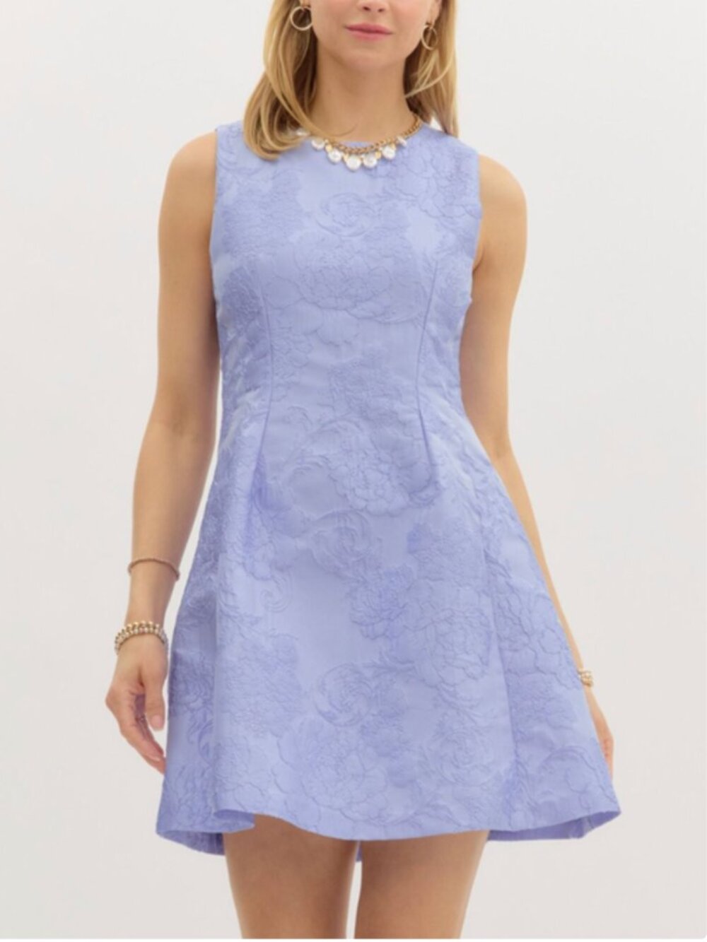 entro Lilac Floral Jacquard Sleeveless Dress